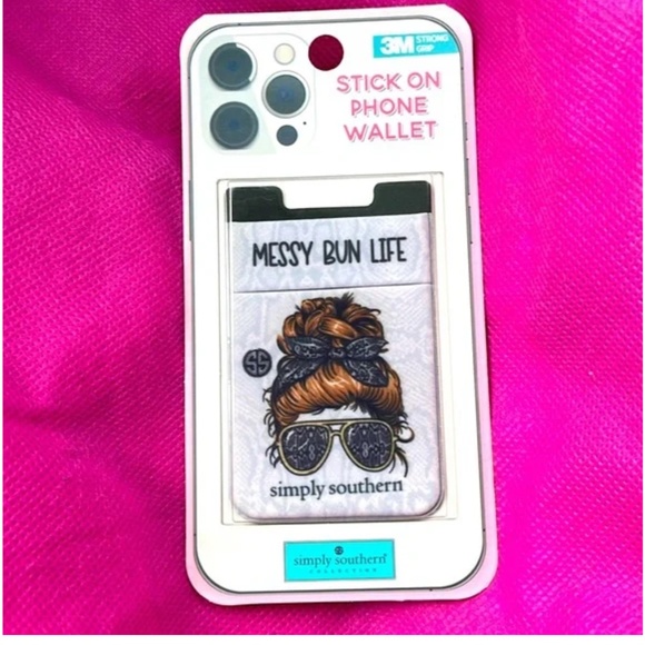 NEW Simply Southern Stick-On Phone Wallet – “Messy Bun Life” Design - Picture 2 of 7